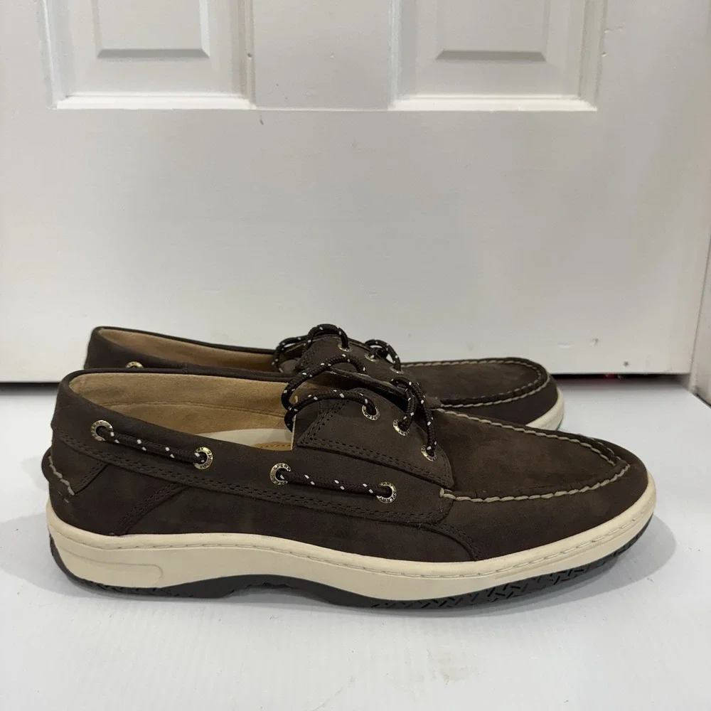 Sperry Billfish 3-Eye Boat Shoes Mens 12 Brown Nubuck Leather Preppy